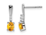 7/10 Carat (ctw) Yellow Citrine Drop Earrings in 14K White Gold